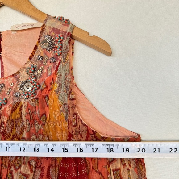 Soft Surroundings Vanessa Maxi Dress Kaftan Small Boho Summer Casual Embellished - Picture 10 of 12